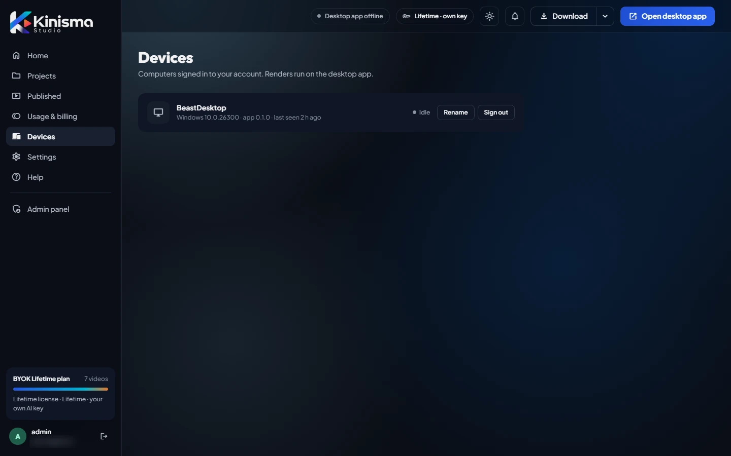 The Devices page