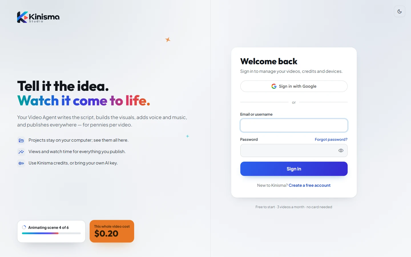 Sign in with Google on the sign-in page
